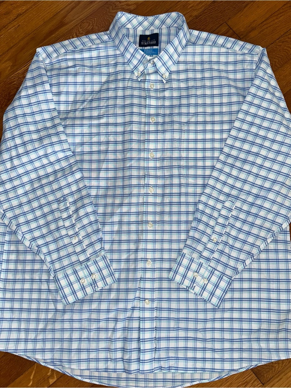 Stafford Blue Plaid Button-Down Men's Shirt